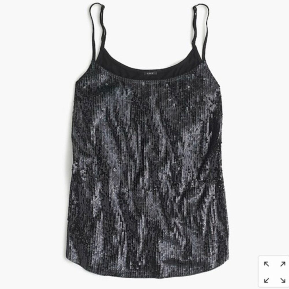 J.Crew Black Sequin Cami Adjustable Strap H4559 Size Medium